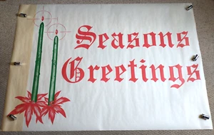 Póster de pared vintage 1985 'Seasons Greetings' grande 52" Navidad vacaciones decoración! - Imagen 1 de 8
