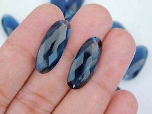 Pair Of Top Front To Back Drilled Hydro Iolite Qtz Oval Briolette Beads 23x11MM