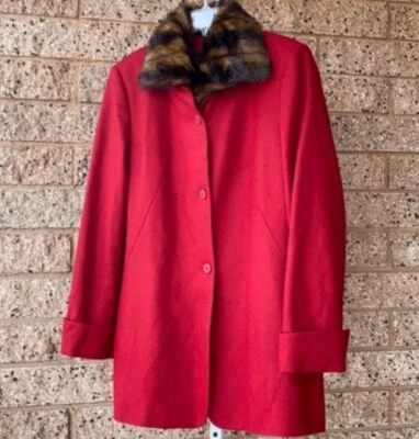Abrigo de lana rojo vintage Terry Lewis para mujer talla pequeña Foto 1 de 4
