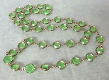 Vintage 30" Long Bezel Set GREEN Faceted Lucite Strand Necklace