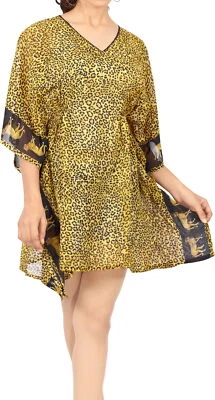 LA LEELA Women's Beach Caftan Cover Up for Swimwear Caftan US 8-14 Brown_C651 Foto 1 de 3