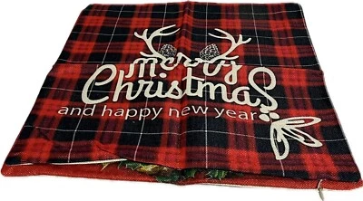 Christmas Throw Pillow Covers 18x18 Set of 3ccovers puppy antlers truck - Image 1 of 3