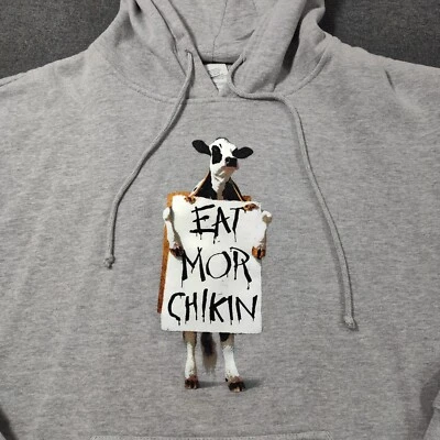Chick-Fil-A Promo Sudadera con Capucha Gráfico de Vaca Empleado Gris Sudadera Para Hombre XL Adulto Foto 1 de 4