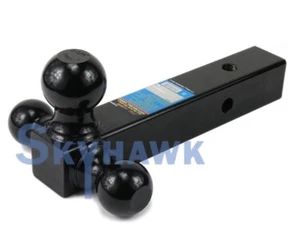 Tri-Ball Trailer Hitch Ball Mount 2" Solid Shank 1-7/8 x 2 x 2-5/16 Black Enamel - Picture 1 of 4