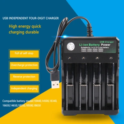 4 Slots USB Charger Batteries Charger for 3.7V Li-ion Rechargeable Battery - Image 1 of 4