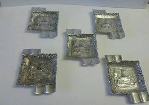 Set of 5 Interesting 800 Silver Germany Antique Ashtray - Picture 1 of 6