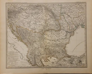 1876 map Eastern Europe / Ost-Europa sheet 5 Stieler's Petermann hand color - Picture 1 of 6