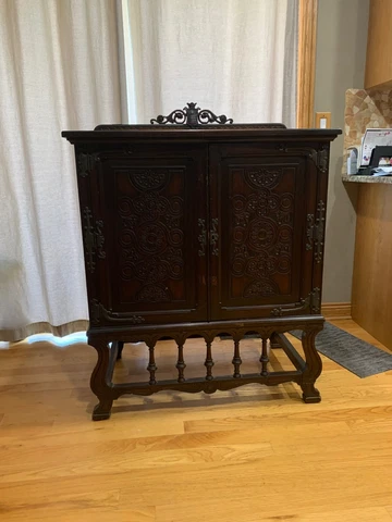Antique Victorian Carved Dry Bar Drinks Cabinet, Cupboard or Server Cover