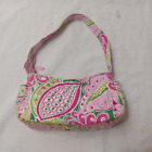 Vera Bradley Pink Paisley Green Quilted Small Shoulder Bag Purse