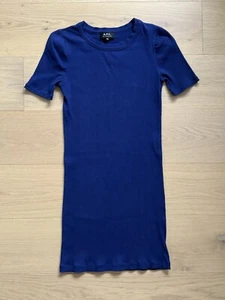 A.P.C. Vestido Camiseta Acanalado - Talla Mujer XS - Azul Púrpura APC Francia - Imagen 1 de 8