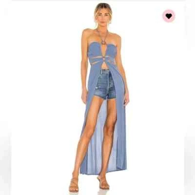 $158 NUEVO NUEVO CON ETIQUETAS TULAROSA "Tekoa" maxi top en azul - talla M Foto 1 de 4