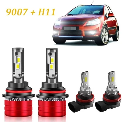 Combo de faros antiniebla altos/bajos LED 4X 9007+H11 para Suzuki SX4 2007-2013 Foto 1 de 4