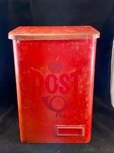 Vintage JH Johansson Hallgren Metal Red Wall Mail Post Box Made in Sweden - Picture 1 of 11
