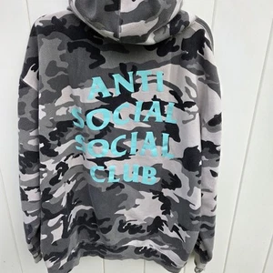 Anti Social Social Club Camo & Blue Hoodie Sweatshirt Size XL - Picture 1 of 8