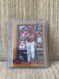 2025 Topps Chrome Baseball Rece Hinds RC Rookie Gold Wave Refractor /50 Reds - Picture 1 of 2