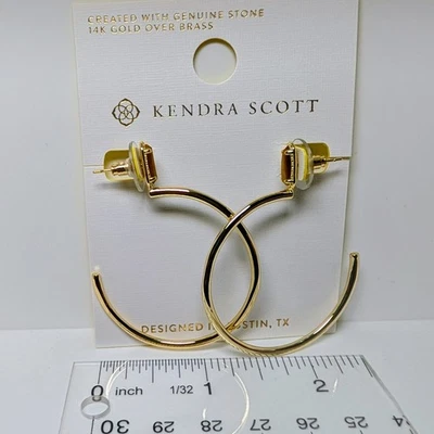 Pendientes de aro dorados ojo de tigre marrón Kendra Scott Emma Foto 1 de 3