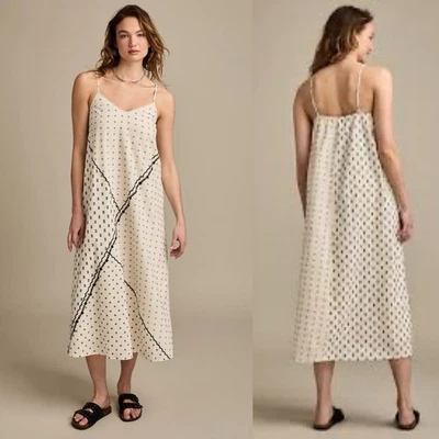 Новый без ЯРЛЫКОВ Lucky Brand лоскутное одеяло платье Sz L вышивка хлопок богемное кремовый темно-синий женщин - Изображение 1 из 4