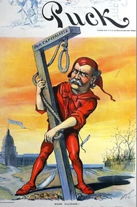 John Tanner Governor Illinois 1898 HANGMAN NOOSE for TANNER and CAPITALISTS Puck - Picture 1 of 11