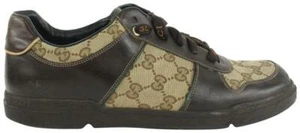 Gucci Men's 9 US Brown Monogram GG Signature Lace Low Sneakers 1216g50 - Picture 1 of 12