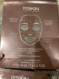 111SKIN Rose Gold Brightening Facial Treatment Mask Set of  5 - 1.01oz Masks - Picture 1 of 5