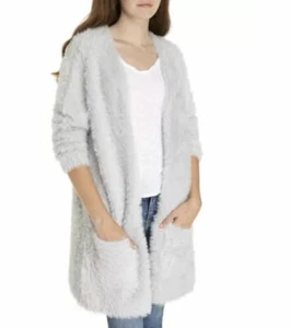 SUÉTER CÁRDIGAN ABIERTO FREE PEOPLE GRIS PIEL SINTÉTICA, TALLA XSMALL NUEVO CON ETIQUETAS - Imagen 1 de 1