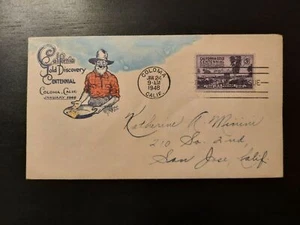 1948 FDC California Gold Centennial Illustrated Coloma San Jose California - Picture 1 of 2