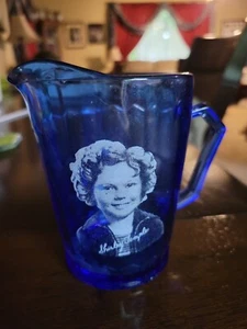 Shirley Temple Cobalt Blue Glass Cereal Creamer / Small Pitcher (Circa 1930's) - Picture 1 of 5