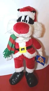 Vintage 1998 Looney Tunes Sylvester Santa Christmas Plush Stuffed Character 14" - Picture 1 of 6
