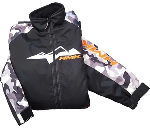 HMK Cordura Wind Waterproof Long Coat Snowmobile Jacket Camo Black White 56 3XL - Picture 1 of 17