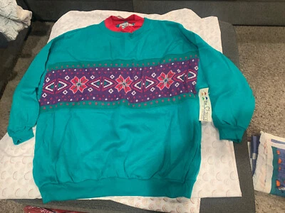 Sudadera vintage Lauren Brooke para mujer 44/24 W The Classics años 80 90 verde azulado nueva con etiquetas Foto 1 de 4