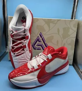 Size 9 Men Nike Zoom Freak 5 EP White red Low top basketball shoes - FV1933 600 - Picture 1 of 19