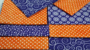 Primitive Halloween Rustic Orange Polka Dot Purple Quilt Doll Fabric Scraps Lot - Picture 1 of 5