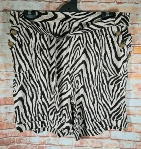 BNWT Womens Sz 20 Rockmans Natural Zebra Mid Thigh Linen Shorts RRP $59.99 - Foto 1 di 3