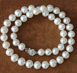 Perfect 8-9mm Natural White South Sea Akoya Pearl Necklace 18 inch - Picture 1 of 6