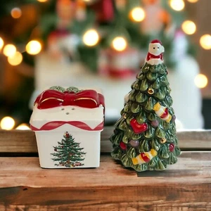 Spode Árbol de Navidad Sal Pimienta Coctelera Árbol y Caja de Regalo Regalo Vacaciones Cerámica - Imagen 1 de 13
