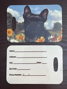 FRENCH BULLDOG Dog Luggage Tag Baggage Bag ID Black Summer Flowers TB5687 - Picture 1 of 1