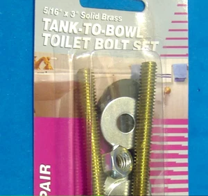 SOLID BRASS 5/16" X 3" TANK TO BOWL TOILET BOLT SET - Picture 1 of 4