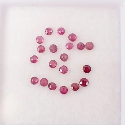 Natural Round 1.50-1.60 mm Red-Pinkish Ruby Gemstone, 0.50 carat, Qty 20 pieces - Image 1 of 4