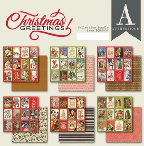 New Authentique 6" x 6" Paper Pad Christmas Greetings - Picture 1 of 7