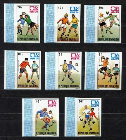 S5226) Rwanda 1974 MNH World Cup Football - CM Football 8v Imperf Cover
