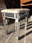 laura  ashley mirrored leg silverd wood damask padded dressing table stool 