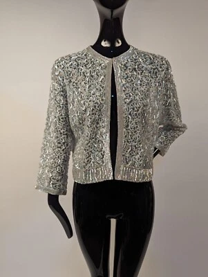 VINTAGE 1970’S SEQUINED LACE EVENING JACKET LORD + TAYLOR - Image 1 of 4