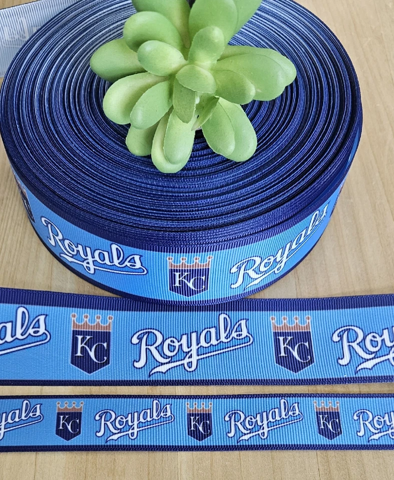Cinta de grosgrain de béisbol de 7/8 y 1,5" (1 YD) Kansas City Royals Foto 1 de 1