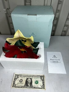 Vintage PartyLite P8627U Poinsetta Paar handbemalte Porzellan Kerzenhalter - Bild 1 von 5