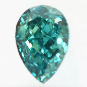 Pear Shape Diamond Fancy Green Blue Enhanced Loose 1.10 Carat SI1 IGI Certified - Picture 1 of 3