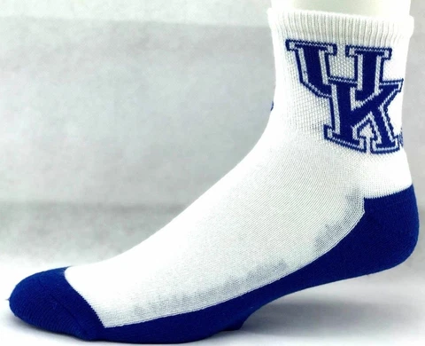 Kentucky Wildcats White with Solid Blue Bottom Deuce Quarter Socks Cover