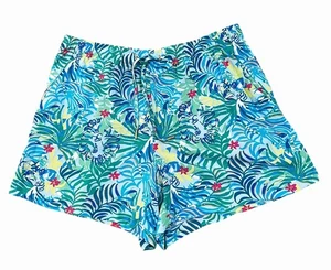 LILLY PULITZER Katia Shorts Blue Green Tropical print Pull On Style Size L - Picture 1 of 8
