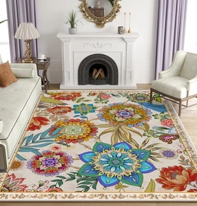 Boho Floral Area Rug for Living Room, Bedroom, Dining Room 5'x7' - Farmhouse ... - Picture 1 of 6
