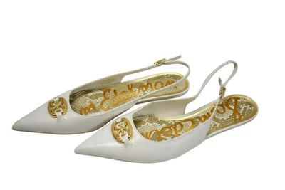 Zapatos Sam Edelman para mujer talla 8 blancos con cordones punta plana con logotipo cadena Foto 1 de 4