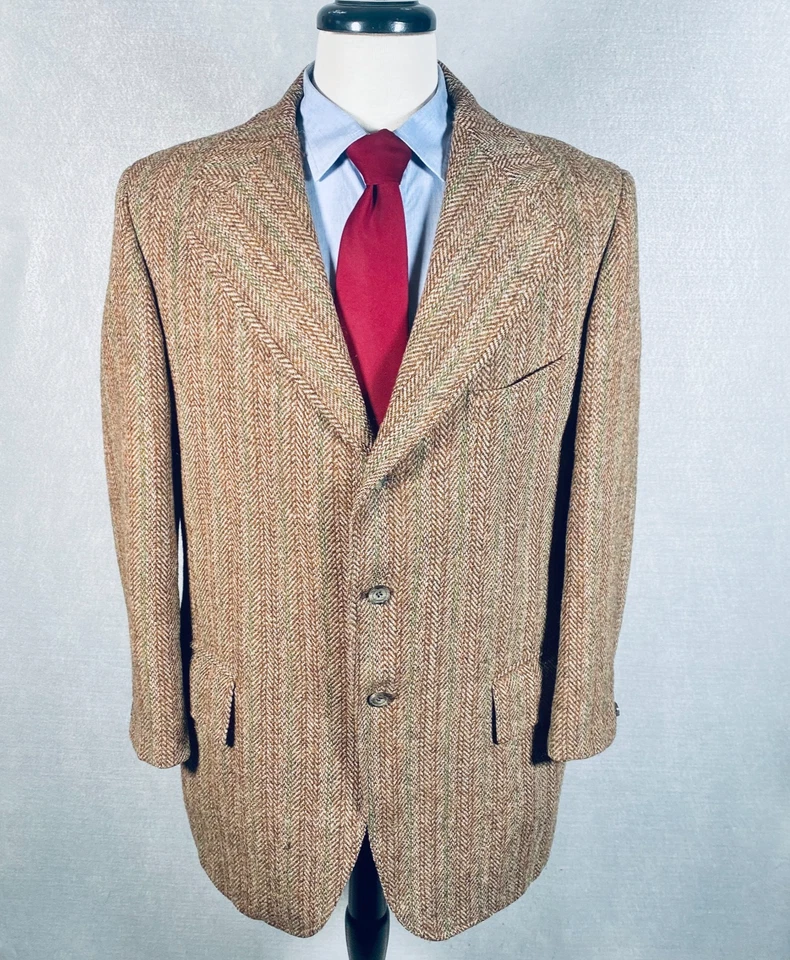 Blazer Harris Tweed Para Hombres 42S Marrón Lana Escocesa Espiga Abrigo Deportivo Chaqueta Foto 1 de 4